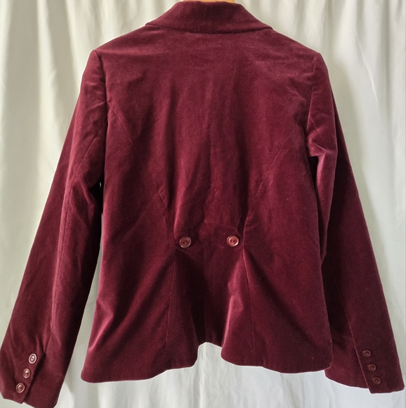Womens Spiegel Structured Blazer Dark Red Velour Fully Lined Button Closure 12 - Picture 2 of 6